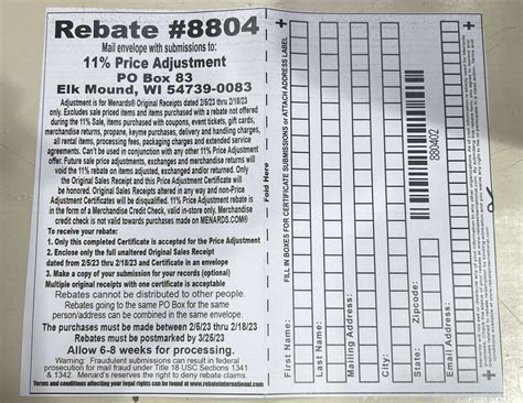 Menards 11% Price Adjustment Rebate 8804 (Feb 2023) - FreeBFinder.com