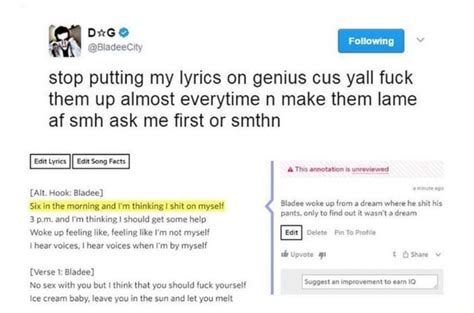 Och V I Fotowng I Stop Putting My Lyrics On Genius Cus Yall Fuck Them Up Almost Everytime N