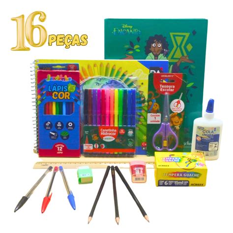 Materiais Para Ensino Fundamental - Kit Material Escolar Ensino Fundamental ou Ensino Infantil Com 16 Peças ...