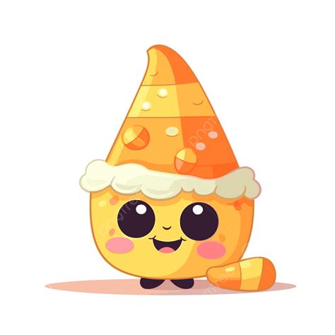 Candycorn Clipart Kawaii Cute Cartoon Kawaii Sugar Cone Carácter Halloween Candy Cone Candy Corn