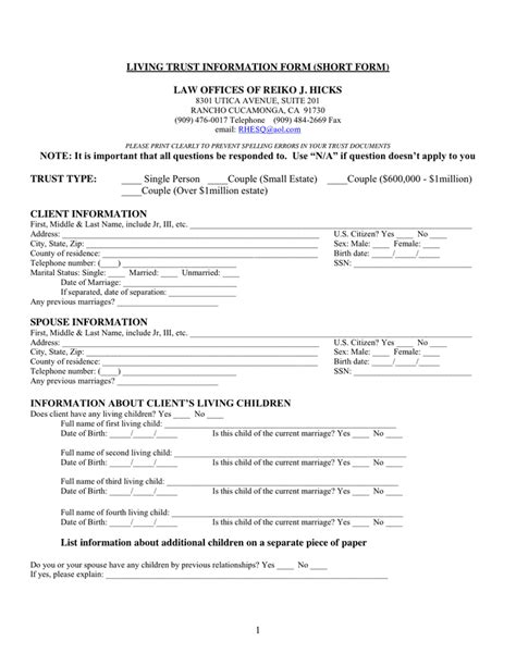 Printable Living Trust