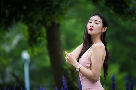 K Asian Bokeh Pose Dress Hair Brunette Girl Rare Gallery HD Wallpapers