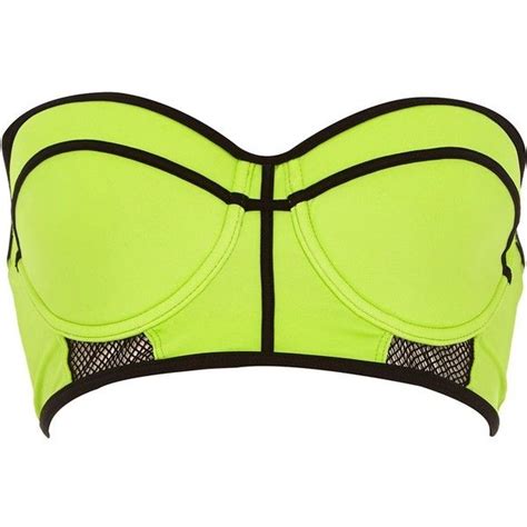 River Island Lime Mesh Bustier Bikini Top 11 Liked On Polyvore