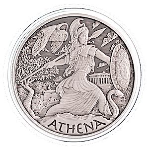 Tuvalu Silver Gods Of Olympus 2022 Athena Antiqued Finish 1 Oz