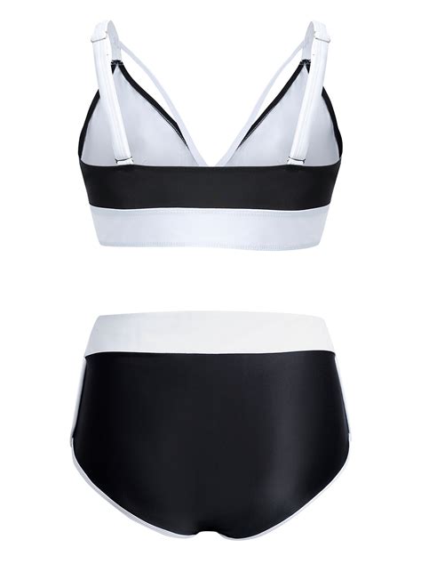 Black High Waisted Contrast Bikini Set Rosewe Usd