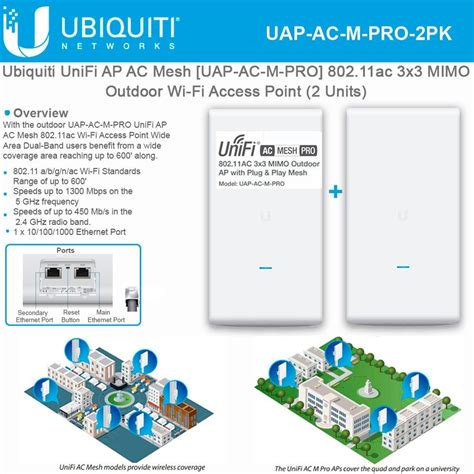 Ubiquiti Unifi Ap Ac Mesh Uap Ac M Pro 802 11ac Outdoor Dual Band Access Point 2 Units Dual