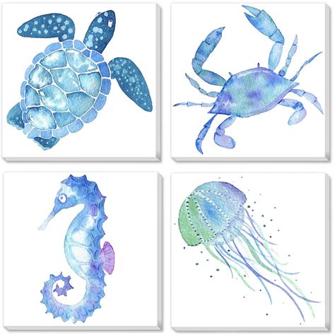 Buy Texture Of Dreams Watercolor Sea Animals Painting On Canvas Wall