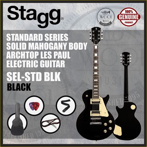 Stagg SEL-STD BLK Standard Series Solid Mahogany Body Archtop Les Paul ...