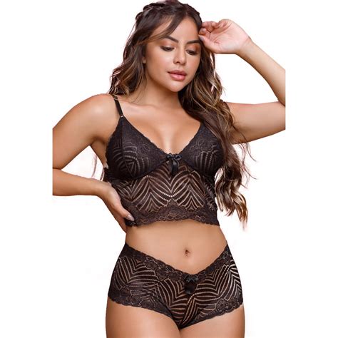 Kit 3 Lingerie Bravaa Store Conjunto em Renda Calesson Sutiã e Calcinha Feminino Lingerie 087