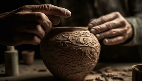 Craftsperson Shaping Clay On Pottery Wheel With Human Hand And Thumb