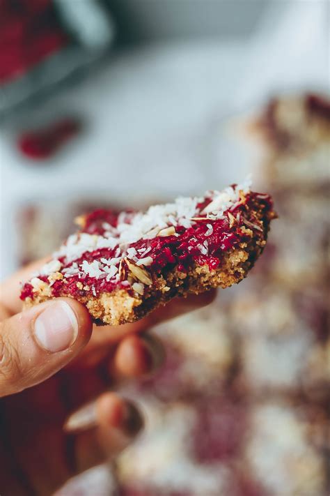 Raspberry Almond Coconut Bars Healthienut Easy To Follow Plant Forward Recipes