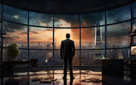 Premium Photo Businessman In A Big Office