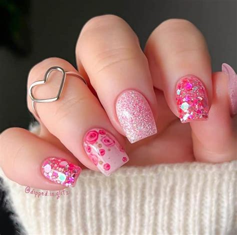 50 Pink Nails With Glitter For You Next Mani