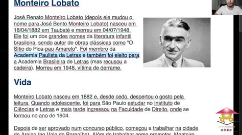 Monteiro Lobato Resumo - Autobiografia De Monteiro Lobato - REVOEDUCA