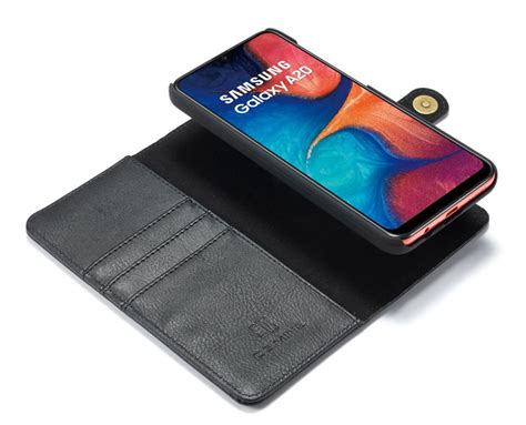 Dg Ming Samsung Galaxy A30 Retro Cowhide Leather Magnetic 2 In 1 Detachable Flip Wallet Case Black