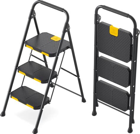 Kingrack Step Ladder Sturdy Steel Step Stool With Safe Lock Design