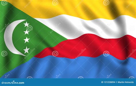 Comoros Flag Waving In The Wind Symbol Stock Illustration