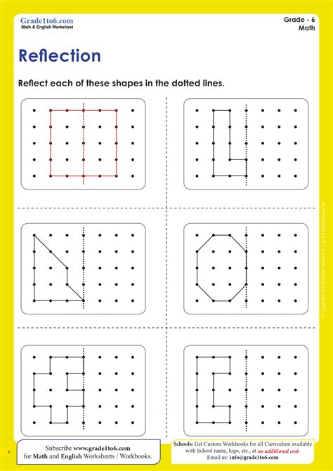 Reflection Worksheets | Grade 6