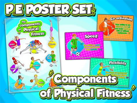 pe educational posters  components  physical fitness  grades