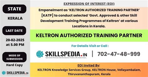 Eoi For Empanelment As Keltron Authorized Training Partner New Skill