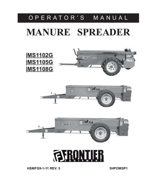 Frontier Manure Spreader MS1102G MS1108G Operator S Manual