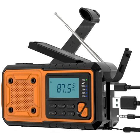Radio Solaire Radio Portable Durgence Météo 4000mah Radio à Manivelle