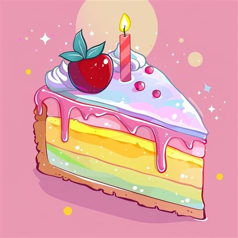Cute Piece Of Cake In Anime Style Premium Ai Generated Image