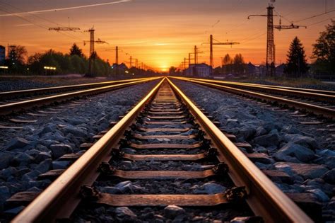 Premium Ai Image Train Tracks Leading Into The Distance