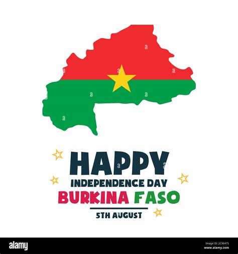 Happy Independence day Burkina Faso, Map, 5 August, Flag poster, flat
