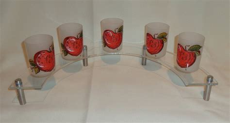 Vintage Glass Gay Fad Frosted Hand Painted Apple Juice Glasses Etsy