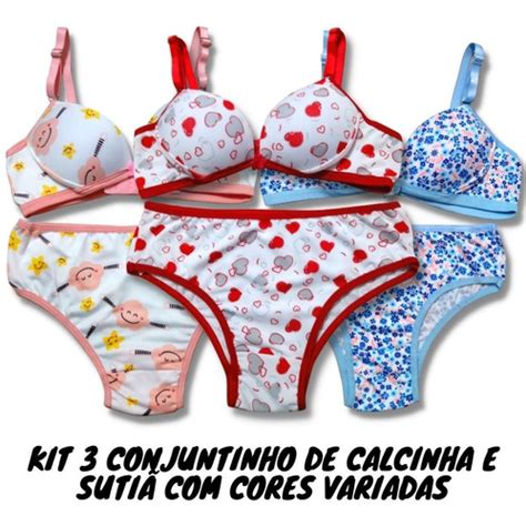 Kit Lingerie Infanto Juvenil Bojo Macia Pronta Entrega Jovem Frete grátis