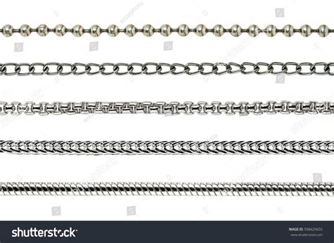 Collection Silver Chains Isolated On White Stock Photo 598429655 ...