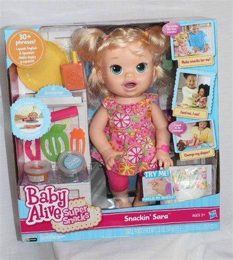 Baby Alive Snackin Sara Doll Super Snacks Speaks English Spanish Blonde