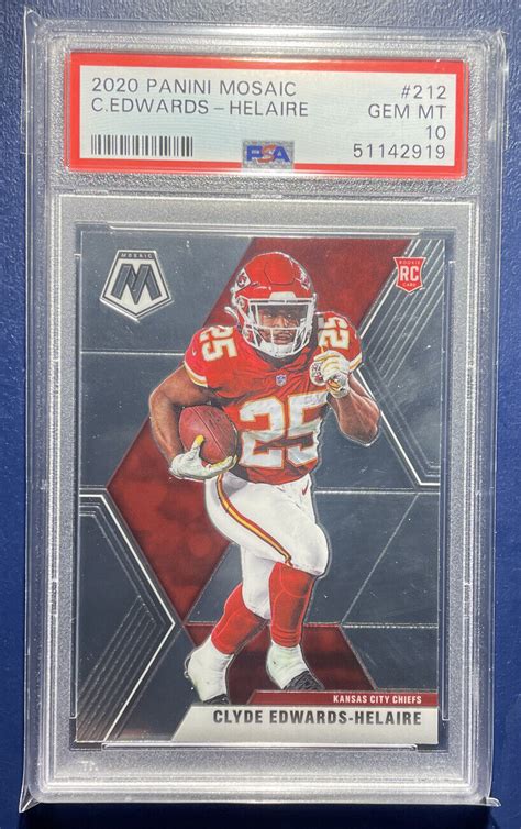 2020 PANINI MOSAIC CLYDE EDWARDS HELAIRE RC 212 CHIEFS PSA 10 GEM MINT