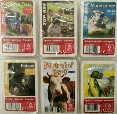 Top Ass Tiere Quartette Kartenspiel Hunde Katzen Dinosaurier Pferd Eisk Nigin Ebay De