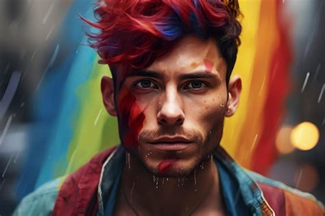 Premium AI Image Gay Pride Month AI Generated High Quality Realism Portrait