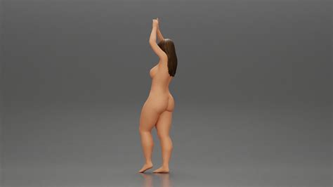 D File Naked Woman Standing With Her Arms Raised Up On The Beach D Printable Model To