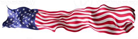 Stylized American Usa Flag Waving In The Wind On Transparent