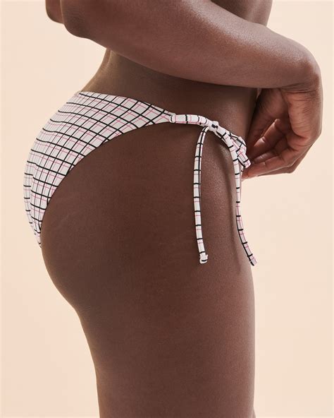 TROPIK Plaid Side Tie Bikini Bottom Mauve Plaid Bikini Village