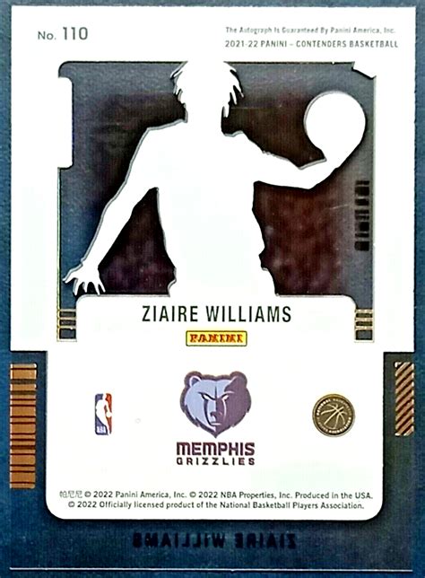 Ziaire Williams Panini Contenders Rookie Ticket Clear Auto