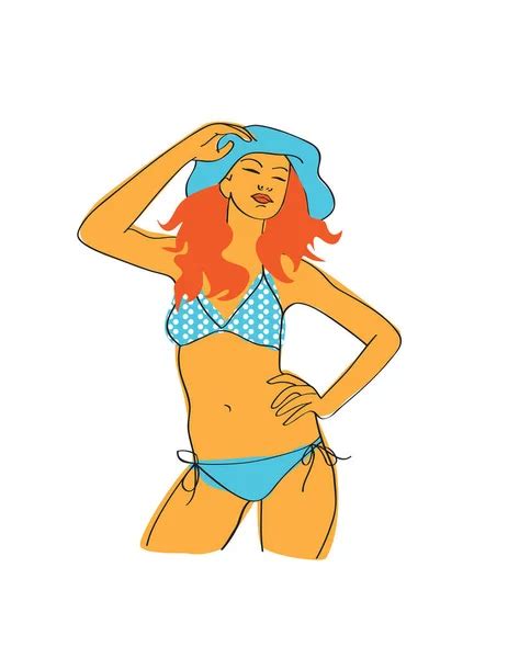 Hermosa Chica Bikini Con Cóctel Vector de stock por DesignPicsInc