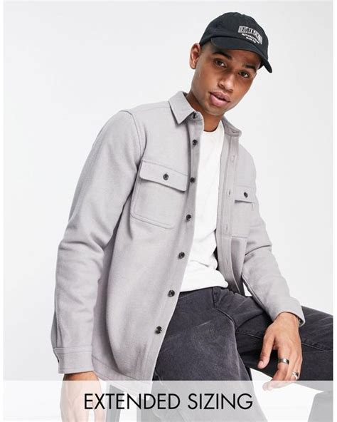 Asos Oversized Wool Shacket In White For Men Lyst