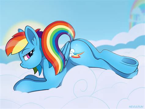 Rainbow Dash On Cloud By Negasun Rainbow Dash My Little Pony