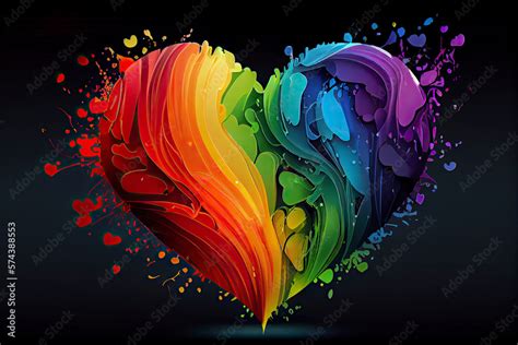 Heart With Colors Of Gay Pride LGBT Community Homosexual Relati Stock Illustration Adobe Stock