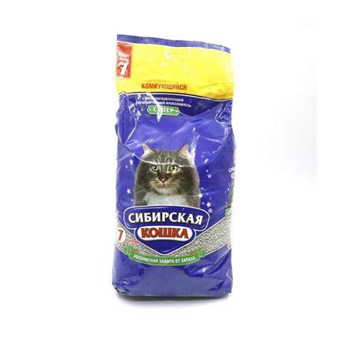 Сибирская кошка супер комкующийся наполнитель крупные гранулы 5 л ...