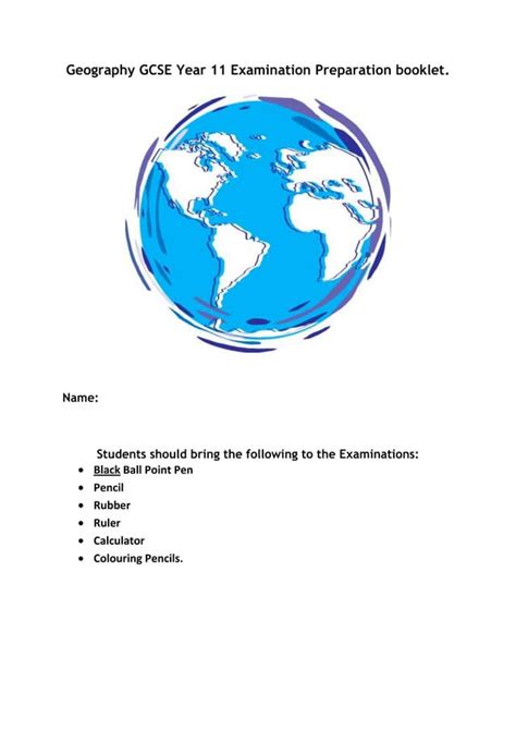 Geography Gcse Year 11 Examination Preparation Booklet Pdf