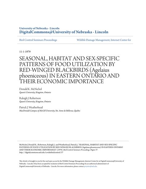 Pdf Seasonal Habitat And Sex Specific Patterns Of Food Utilization