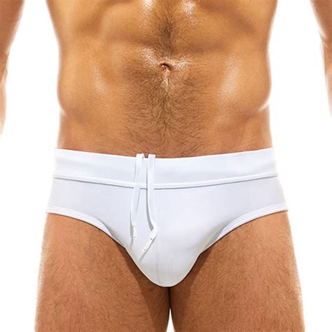Mizok Mens Swimming Briefs Bikini Sexy Low Rise Swimsuit Trunks White M Walmart
