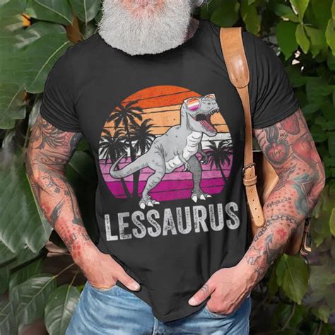 Lesbian Pride Flag Dinosaur Trex Lgbtq Lessaurus Unisex T Shirt Mazezy