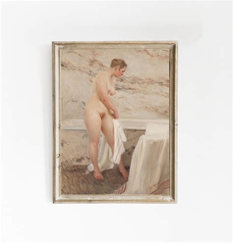 Anders Zorn By The Bathtub 1915 Vintage Poster Portrait Painting Mature Print Nude
